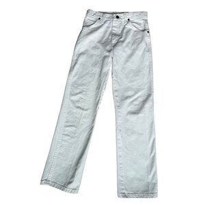 Wrangler Jeans Boys Size 14 White Canvas Denim Adjustable Waist Western Cowboy